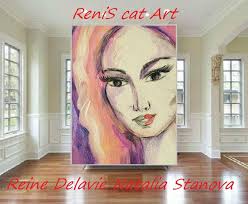 Abstract Painting Original Acrylic Gold Black Blue Colors Canvas Wall Art  Playful Expressionism Original Modern Painting Wall Art