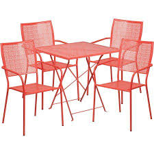 Flash Furniture Outdoor Patio Dining Set Square Folding Table Set 4 Square Back Chairs Multiple Colors Walmart Com Patio Table Set Patio Dining Set Patio Table