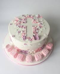 Ditsy Flower Baby Girl Christening Cake With Cute Little Letter Blocks To Decorate The Boar Baby Girl Christening Cake Baby Christening Cakes Baptism Cake Girl
