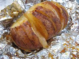 Baked Potatoes With Butter And Onion Recipe Perfect Baked Potato Cooking On The Grill Foil Potatoes On Grill