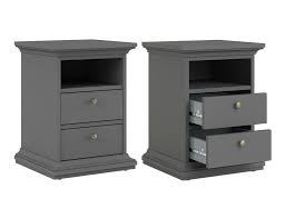 Instead, the nightstands and dresser in your bedroom space should complement each other the purpose of a nightstand is convenience. Buy Pair Of Grey Bedside Tables 2 Drawer Shelf Nightstand End Side Cabinet Storage Bedside Table Grey Side Cabinet Bedroom Storage Chest