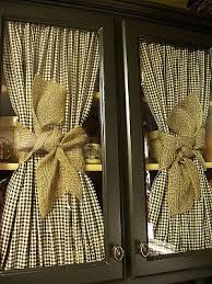 Love The Idea Of Ruched Fabric When Your Missing The Glass For Cabinet Doors So Country Shabby Chic Curtains Burlap Decor