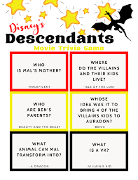 Ask the questions and only reveal the card to the person who answers correctly. Disney Trivia Descendants Best Movies Right Now
