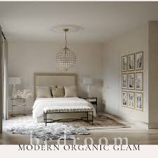 In an industrial glam space, glam will be the underlying style, with industrial design elements used to accent the space. Modern Organic Glam Bedroom Alana Frailey Interior Design