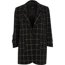 Black And White Checkered Jacket Womens River Island Black Check Longline Boyfriend Blazer 136 Liked On Polyvore Featuring Outerwear Jac Long Sleeves Jacket Checkered Jacket Long Sleeve Blazers