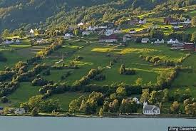 Hafslovatnet Shore Evening Light Farms Green Hafslo Hafslovatnet Leikanger Meadows Norway Sogn Og Fjordane Holidays In Norway Norway Scandinavia