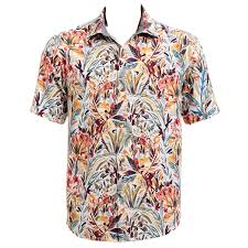 Tommy Bahama Bongo Palms Camp Shirt Coconut Cream