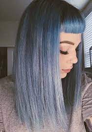 31 Perfect Smokey Blue Hairstyles With Bangs In 2019 Absurd Styles Hair Styles Blue Ombre Hair Ombre Hair With Fringe