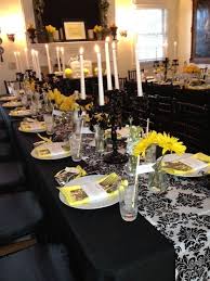 Black And White Table Decorations Black White And Yellow Table Decor Chic Living Room Design Rustic Dining Room Family Room Makeover
