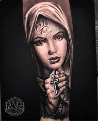 Amazing artist Jorge Lange @lange_tattoo awesome script faith nun cross  necklace arm portrait tattoo!