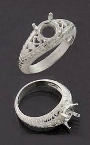 Ladies Round Engraved Shank Ring Mounting Jamming Gems Rings Ring Mountings Jewelry Making