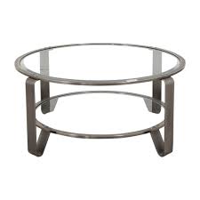 Brown/gold medium round wood coffee table with lift top. 63 Off Two Shelf Round Coffee Table Tables
