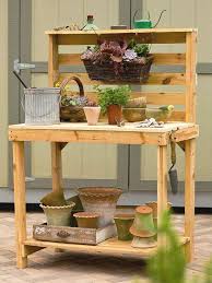 An outdoor bench makes every garden look complete. Make Your Own Potting Bench In No Time Garden Work Bench Potting Bench Pallet Table Diy