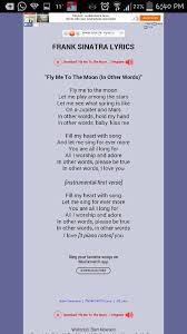 Fly Me To The Moon Great Song Lyrics Music Lyrics Lyrics