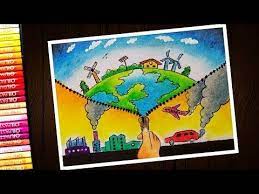 1600x1700 hand draw environment with clean world stock vector kongvector. Stop Air Pollution Save Environment Drawing With Oil Pastel For Beginners Step By Step Youtube Earth Day Drawing Save Earth Drawing Earth Drawings