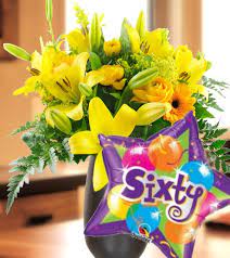This birthday card takes floral and fabulous to entirely new levels! 60th Birthday Flowers And Balloon Birthday Flowers 60th Birthday Balloon Flowers
