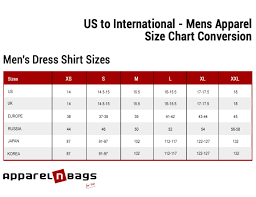 Us To International Men Size Chart Conversion Apparelnbags Com