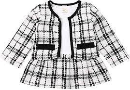 Black And White Plaid Toddler Dress Toddler Kids Baby Girls Plaid Skirt Set Cardigan Jacket Coat Tutu Dress Set Long Sleeve Outfits Fall In 2020 Long Sleeve Outfits Skirt Outfits Fall Chic Baby Clothes