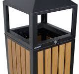 Poubelle extérieur bois et acier carré 90 litres avec serrure