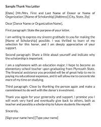 Sample thank you letter 1 date [mr./mrs. 12 Best Scholarship Thank You Letters How To Write Format