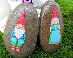 Small World Play Gnome Fairy Garden Where Imagination Grows Rock Crafts Gnome Painted Rocks Painted Rocks