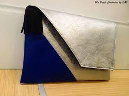 Pochette Asymetrique Argent Bleu Roi Par Ma Petite Couturiere By Lv Sac Pochette Pochette Argentee