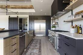 Each color comes with its own theories and schemes! Perimeter Kitchen Cabinet Paint Color Sherwin Williams Iron Ore Kitchen Cabinet Paintcolor Sher In 2021 Black Modern Farmhouse Painted Kitchen Cabinets Colors Home