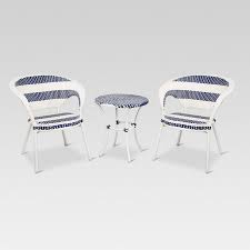 From a cup of tea to a slice of cake, it's time to elevate your outdoor dining to a higher standard with our range of elegant rattan bistro sets. Project 62 White Blue 3pc Wicker Patio French Bistro Set
