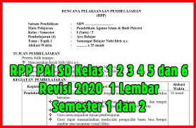 Sebagai pedoman pembelajaran bagi guru b. Rpp Pai Sd Kelas 1 2 3 4 5 Dan 6 Revisi 2020 1 Lembar Semester 1 Dan 2 Makalah Pedia