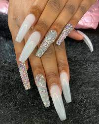 Pin By Kim On Claw Long Acrylic Nails Coffin Gem Nails Bling Acrylic Nails