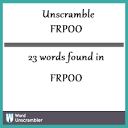 Unscramble FRPOO - Unscrambled 23 words from letters in FRPOO