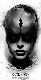 Black And White Womans Face Tattoo Design Rainer Lillo Estonia Tattoo Designs Girl Tattoos Horror Tattoo