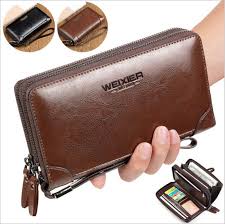 Men Clutch Bag Genuine Leather Mobile Phone Cash Long Wallet Wrist Bag Brown Leather Wallet Mens Men Clutch Bag Leather Wallet Fashion