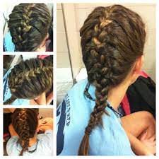 A Normal French Braid Straight Back Starting Up High And Braided Tightly Very Pretty With The Natural Highlights Hair Styles French Braid Natural Highlights