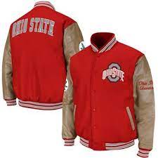 Ohio State Buckeyes Varsity Letterman Button Up Jacket Scarlet Tan Buckeyes Ohio State Buckeyes Ohio State Football