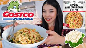 They have 3 lbs of frozen riced cauliflower for just $6.89, so just $2.30 lb.! Costco Organic Riced Cauliflower Stir Fry Review Tattooed Chef Cauliflower Rice Costco Vegan Food Youtube