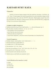 Contoh frasa suku kata terbuka. Kaedah Suku Kata