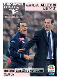 Le news sulla ssc napoli, la cultura napoletana, la storia e i primati di napoli. Sticker V19 Massimiliano Allegri Juventus Maurizio Sarri Napoli Panini Calciatori 2015 2016 Laststicker Com