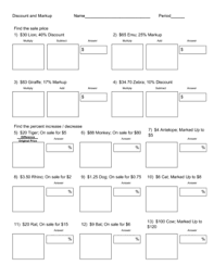 Discount Markup Percent Increase And Decrease Vocabulary Interactive Notebook Life Skills Classroom Middle School Math