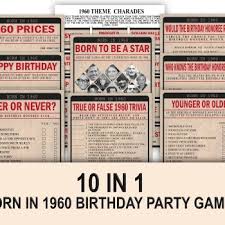 Test your knowledge of the 1960s history with this trivia quiz. Born In 1960 Birthday Party Game Bundle Pack Printables Depot