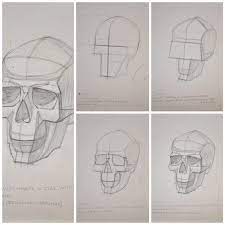 Академический рисунок черепа поэтапно
