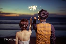 海景婚紗仙女棒煙花