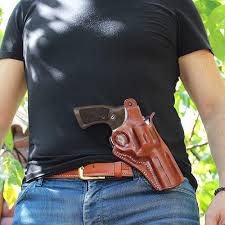 Amazon.com : Premium Leather OWB Paddle Holster with Thumb Break Fits,  Smith Wesson Model 686 Plus 357 Magnum 7-Shot 5'' BBL, Right Hand Draw  Brown Color #1510# : Sports & Outdoors
