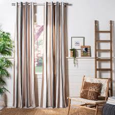 Gray brown curtains protect against uv rays and sunlight which can damage floors and furniture, thus saving you money that could have been wasted on expensive repairs and replacements. Safavieh Brown Beige Dark Grey Striped Linen Grommet Room Darkening Curtain 52 In W X 96 In L Wdt1019a 5296 The Home Depot