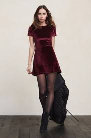 Burgundy Velvet Dress And Black Tights Velvet Dresses Outfit Fashion Trendy Dresses