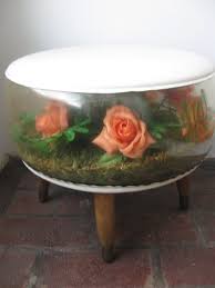 Inflatable Terrarium Ottoman Foot Stool With Faux Flowers Faux Flowers Footstool Mod Decor