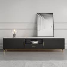Black tv cabinet with drawers. 78 Modern Black Tv Stand White Stone Top With Doors Drawer In Large In 2021 Black Tv Stand Tv Stand White Tv Stands