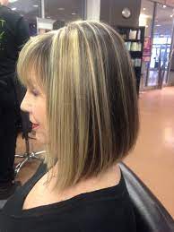 Accent Highlight Concave Bob Haircut Womens Hairstyles Hair Styles Bob Hairstyles