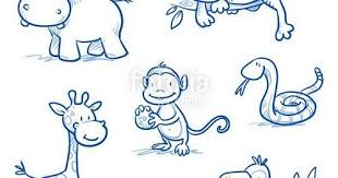 Photo Cartoon Jungle Animals Giraffe Drawing Animal Doodles