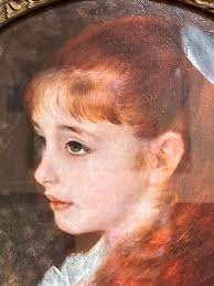 Lithograph, Renoir's Little Irene, Wood/gold Gesso Frame C. 1890